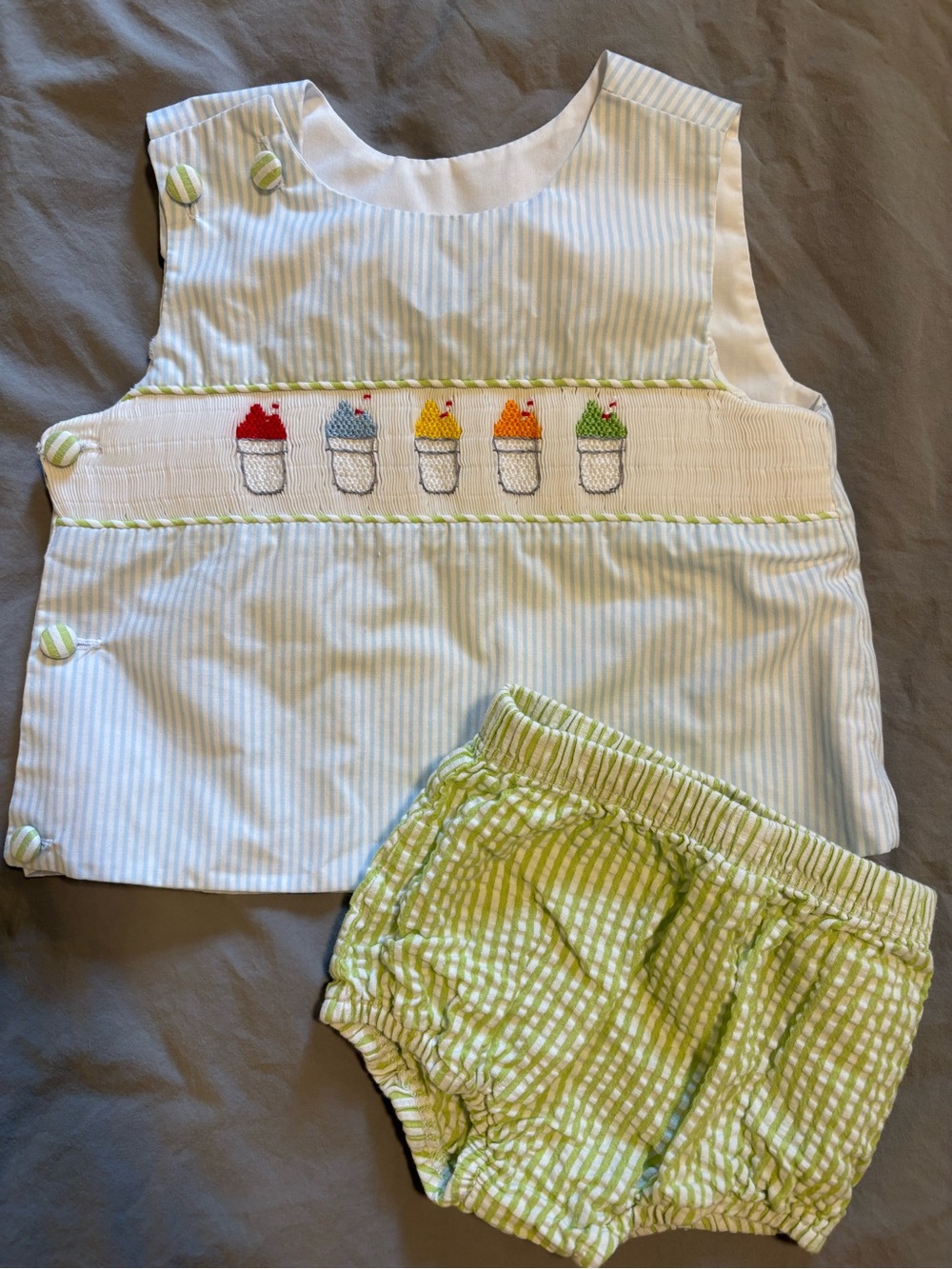 KREWE 6M Smocked New Orleans Sno-Ball Diaper Set